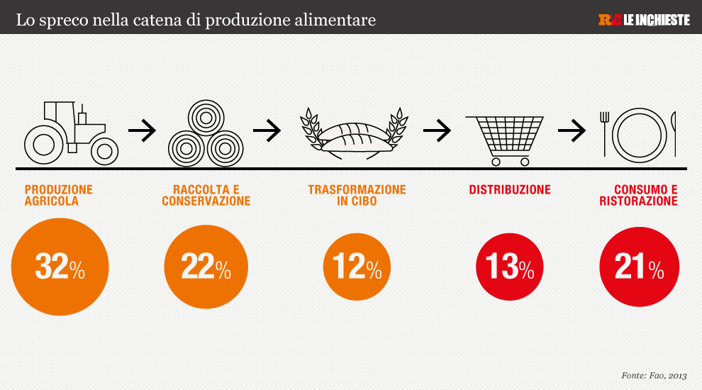 la catena dello spreco alimentare